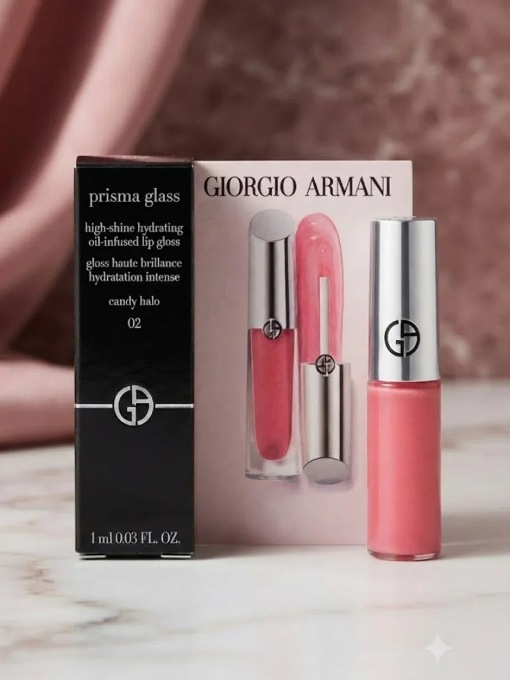 Giorgio Armani Prisma Glass Lip Gloss - Candy Halo 02 (Pink Coral) 1ml Travel